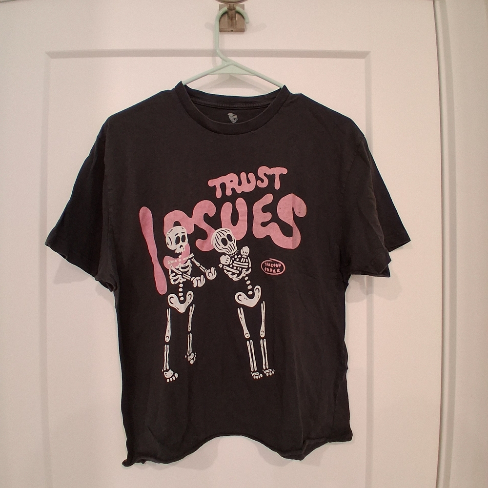 Takeout Black Tee with Pink Graphic